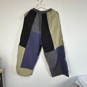 Made to Order Linen Pants Patchwork Elastic Waist Boho Artsy Cropped Pockets